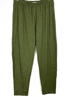 Chalet et Ceci Slim Knit Forest Green Crinkle Pants Boho Mineral Wash 1X